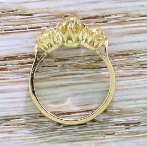 fig 3. Art Deco 1.83 Carat Fancy Intense Yellow Old Cut Diamond Trilogy Ring, circa 1930