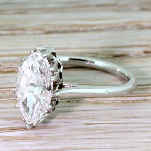 Art Deco 2.00 Carat Old Marquise Cut Diamond Engagement Ring, Circa 1935

