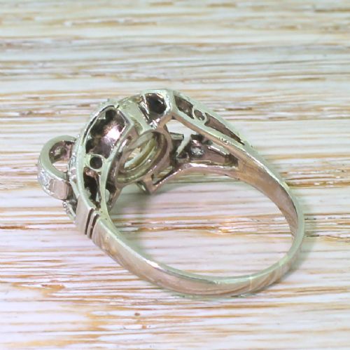 fig 3. Retro 2.83 Carat Old Cushion Cut Diamond Solitaire Ring, 1950