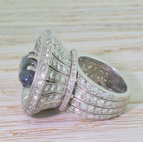 fig 2. Retro 9.10 Carat Natural Sapphire & 5.03 Carat Diamond Ring, 1950