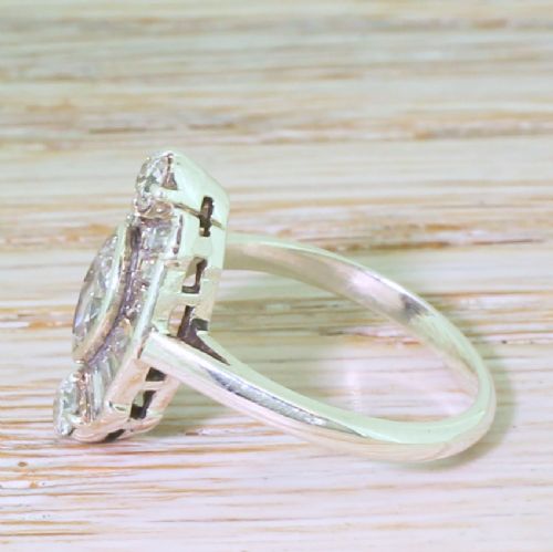 fig 2. Art Deco 1.25 Carat Old Marquise & Baguette Cut Diamond Cluster Ring, circa 1940
