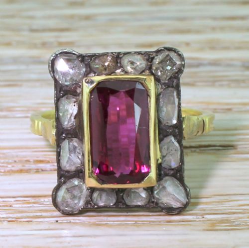 fig 1. Victorian 2.50 Carat Ruby & Rose Cut Diamond Cluster Ring, circa 1890