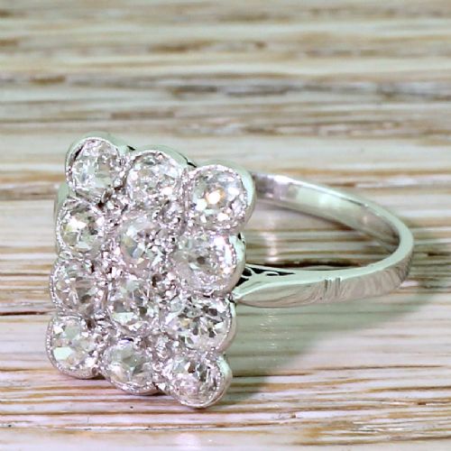 Art Deco 1.40 Carat Old Cut Diamond Plaque Ring, Circa 1935
