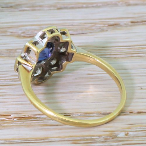 fig 3. Art Deco 1.26 Carat Sapphire & Old Cut Diamond Cluster Ring, circa 1930
