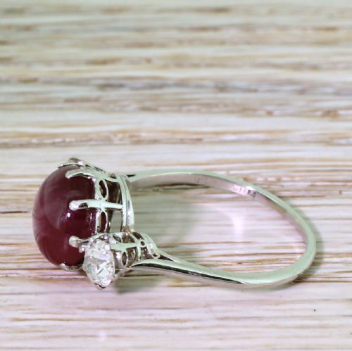 fig 2. Art Deco 3.79 Carat Star Ruby & Old Cut Diamond Trilogy Ring, circa 1930