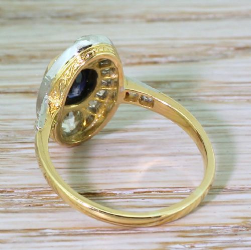 fig 3. Edwardian 1.19 Carat Sapphire & 1.01 Carat Old Cut Diamond Cluster Ring, circa 1910
