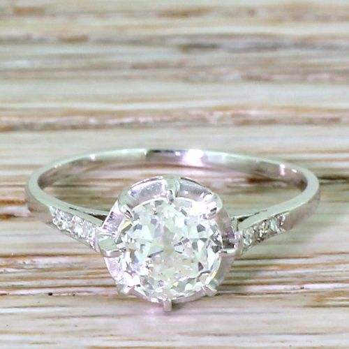 fig 1. Art Deco 1.51 Carat Old Cut Diamond Engagement Ring, French, circa 1920
