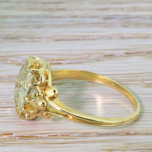 fig 2. Edwardian 3.04 Carat Light Yellow Old Cut Diamond Solitaire Ring, French, circa 1905
