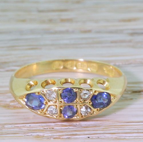 fig 1. Early 20th Century Sapphire & Old Cut Diamond Ring, dated 1914