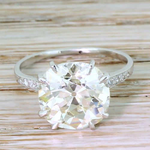 fig 1. Art Deco 4.81 Carat Old Cushion Cut Diamond Engagement Ring, French, circa 1920
