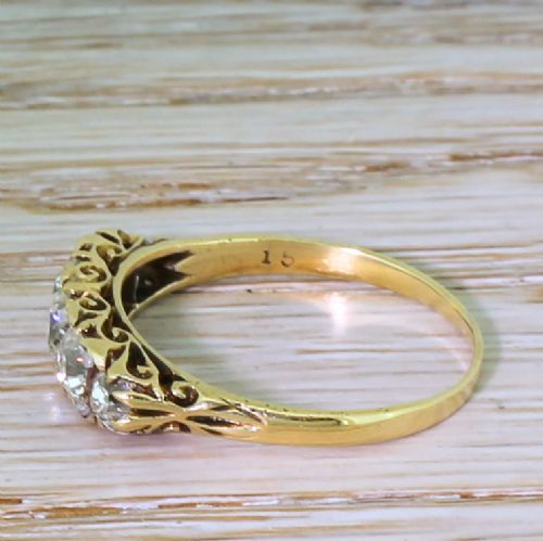 fig 2. Victorian 1.11 Carat Old Cut Diamond Five Stone Ring, circa 1890