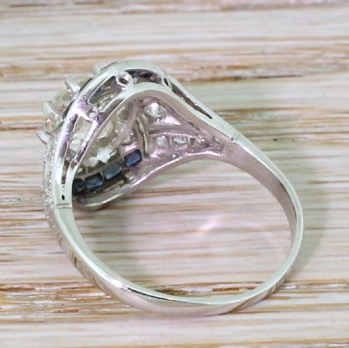 fig 3. Art Deco 1.76 Carat Old Cut Diamond & Baguette Cut Sapphire Ring, circa 1920
