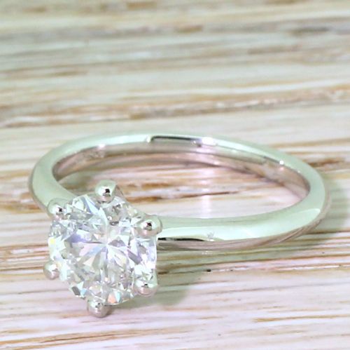 1.48 Carat Transitional Cut Diamond Engagement Ring, Platinum
