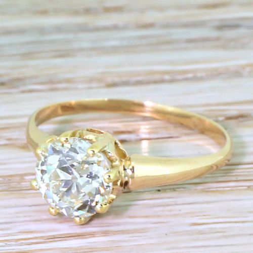 Art Deco 1.95 Carat Old Cut Diamond Engagement Ring, Circa 1915
