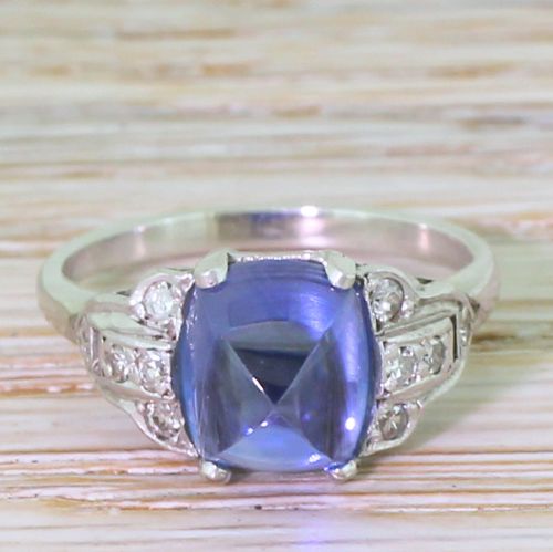 fig 1. Art Deco 3.94 Carat Natural Sugarloaf Sapphire Ring, circa 1920