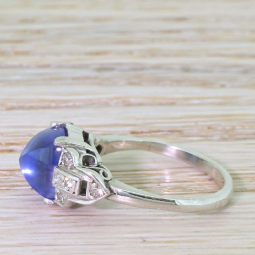 fig 2. Art Deco 3.94 Carat Natural Sugarloaf Sapphire Ring, circa 1920
