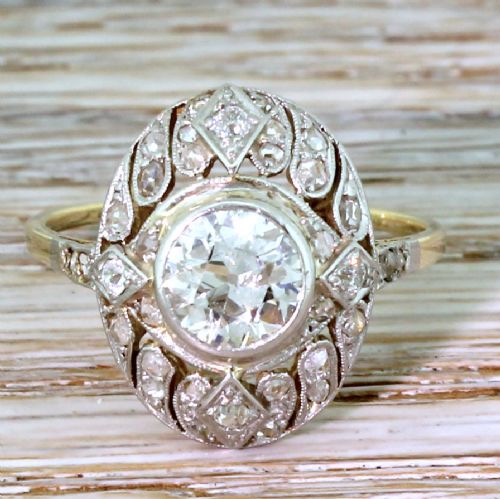 fig 1. Edwardian 1.30 Carat Old Cut Diamond Cluster Ring, circa 1910
