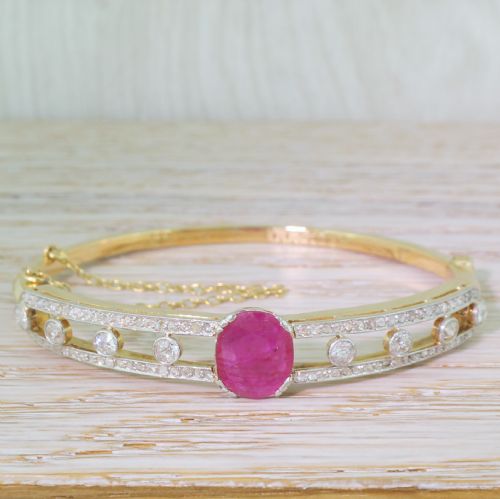 fig 1. Art Deco Ruby & Old Cut Diamond Bangle, dated 1940