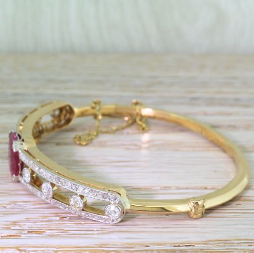 fig 2. Art Deco Ruby & Old Cut Diamond Bangle, dated 1940