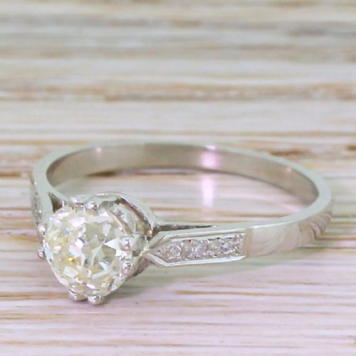 Mid Century 1.00 Carat Old Cut Diamond Engagement Ring, Circa 1945
