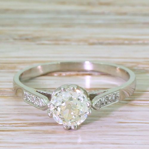 fig 1. Mid Century 1.00 Carat Old Cut Diamond Engagement Ring, circa 1945