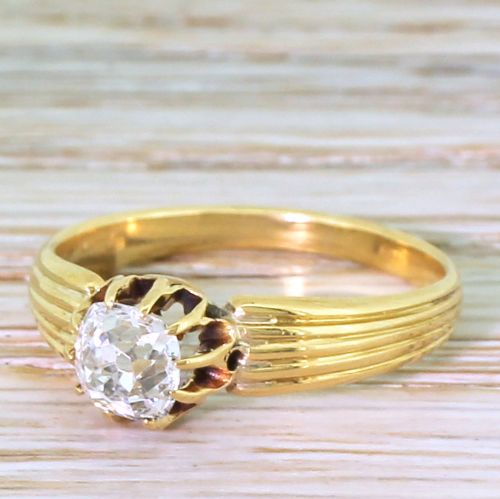 Art Deco 0.50 Carat Old Mine Cut Diamond Engagement Ring, French, Circa 1915
