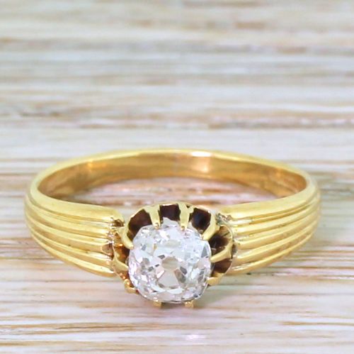 fig 1. Art Deco 0.50 Carat Old Mine Cut Diamond Engagement Ring, French, circa 1915
