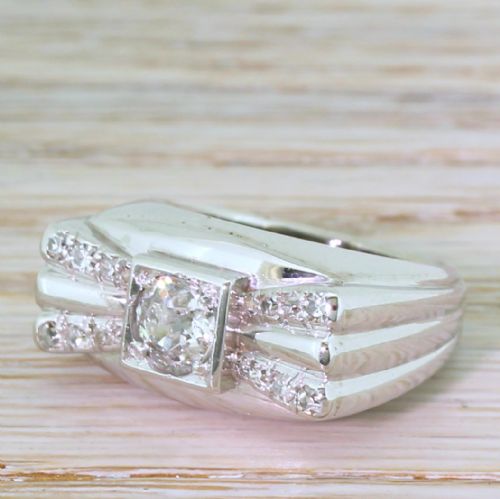 Art Deco 0.68 Carat Old Cut Diamond Cocktail Ring, Circa 1940
