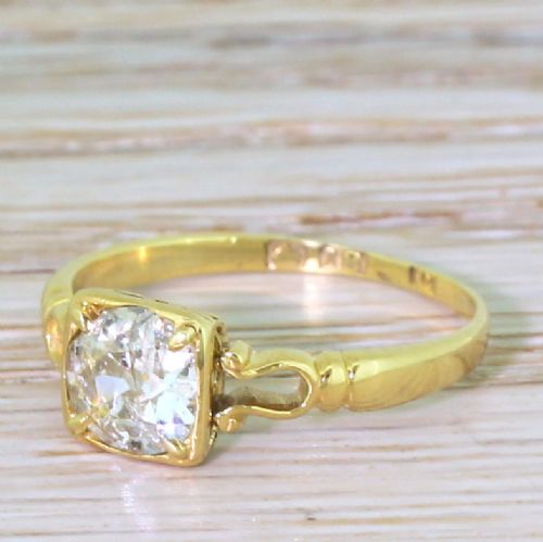 Edwardian 0.76 Carat Old Cut Diamond Solitaire Ring, Dated 1902
