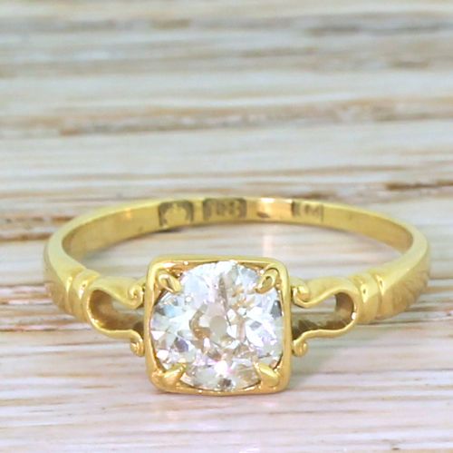 fig 1. Edwardian 0.76 Carat Old Cut Diamond Solitaire Ring, dated 1902
