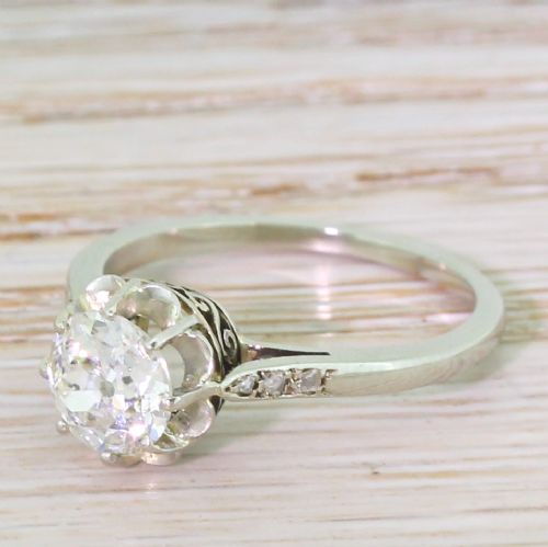 Art Deco 1.10 Carat Old Cut Diamond Engagement Ring, French, Circa 1925
