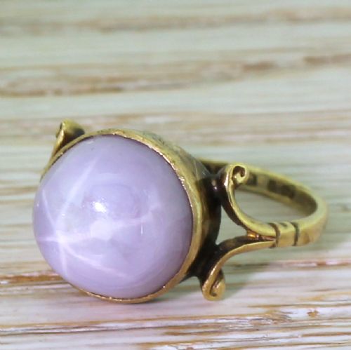Edwardian 11.36 Carat Lilac Star Sapphire Solitaire Ring, Dated 1913
