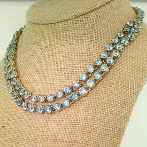 Victorian 70.64 Carat Blue Zircon Double Strand Necklace, Circa 1900
