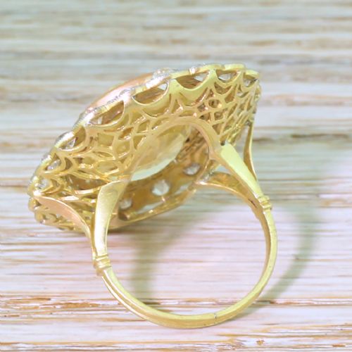 fig 2. Art Deco 21.57 Carat Ceylon Yellow Sapphire & Old Cut Diamond Ring, circa 1935

