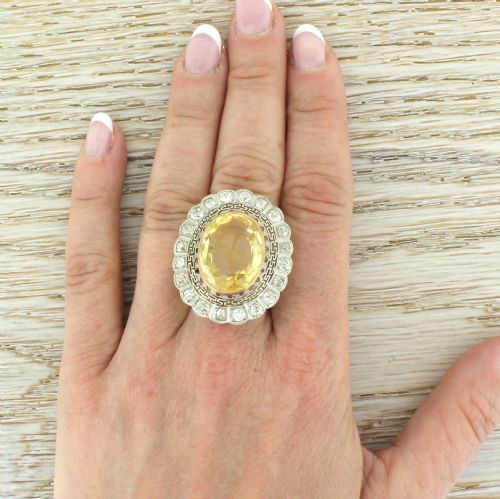 fig 3. Art Deco 21.57 Carat Ceylon Yellow Sapphire & Old Cut Diamond Ring, circa 1935
