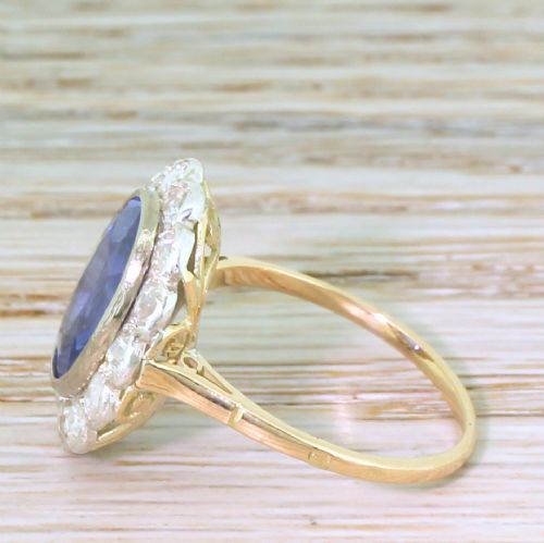 fig 2. Art Nouveau 4.60 Carat Natural Ceylon Sapphire & Rose Cut Diamond Ring, French, circa 1900
