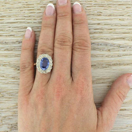 fig 4. Art Nouveau 4.60 Carat Natural Ceylon Sapphire & Rose Cut Diamond Ring, French, circa 1900
