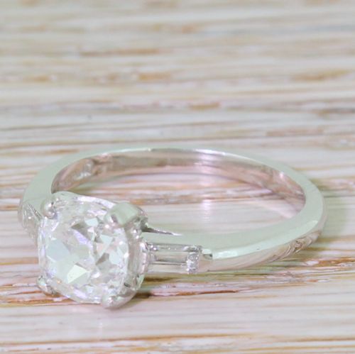 Art Deco 1.27 Carat Old Mine Cut Diamond Engagement Ring, Circa 1930

