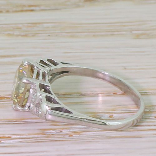 fig 2. Art Deco 2.50 Carat Light Brown Transitional Cut Diamond Engagement Ring, circa 1945
