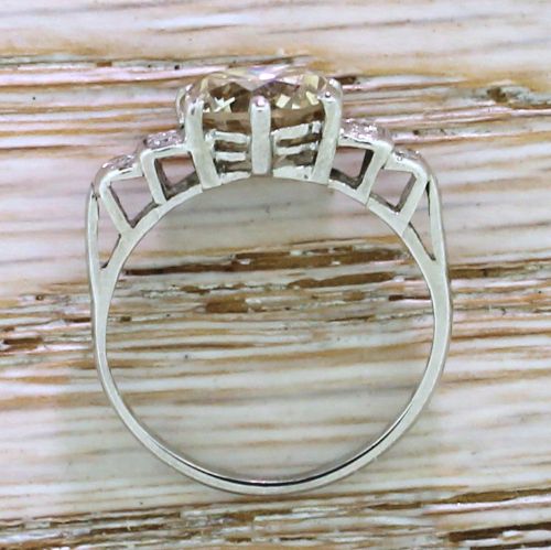 fig 3. Art Deco 2.50 Carat Light Brown Transitional Cut Diamond Engagement Ring, circa 1945

