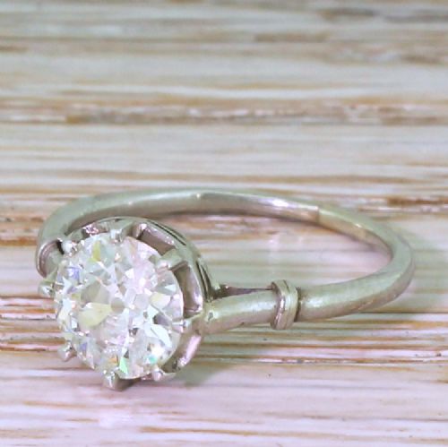 Art Deco 1.17 Carat Old Cut Diamond Engagement Ring, French, Circa 1920
