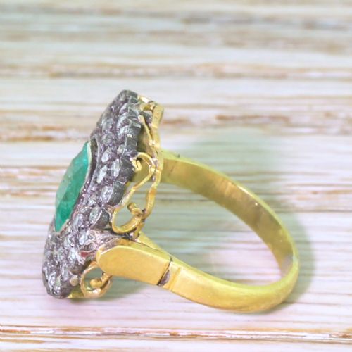 fig 2. Victorian 1.46 Carat Colombian Emerald & Old Cut Diamond Cluster Ring, circa 1890
