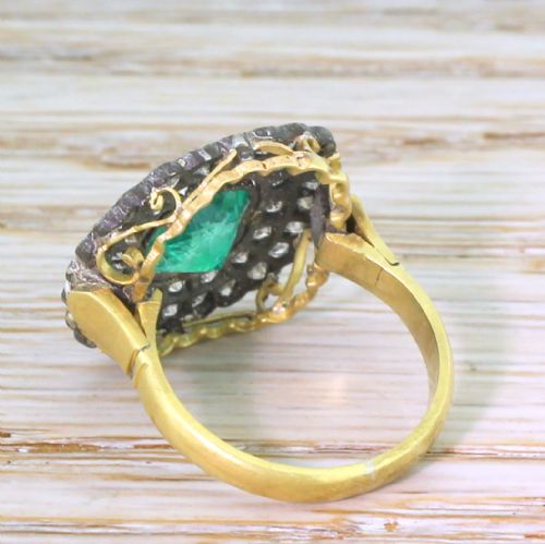 fig 3. Victorian 1.46 Carat Colombian Emerald & Old Cut Diamond Cluster Ring, circa 1890
