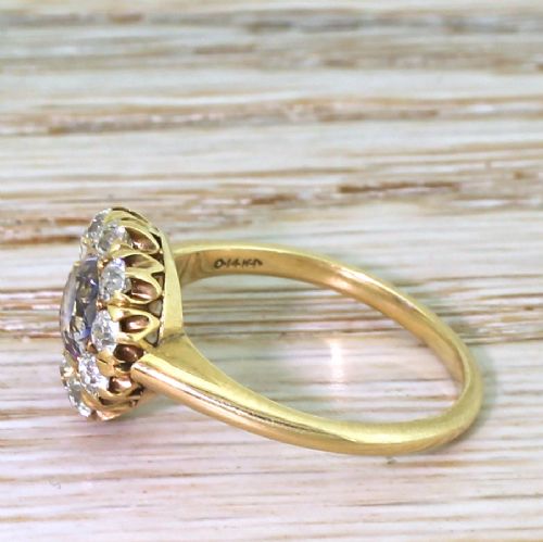 fig 2. Art Deco 1.23 Carat Sapphire & Old Cut Diamond Cluster Ring, circa 1935