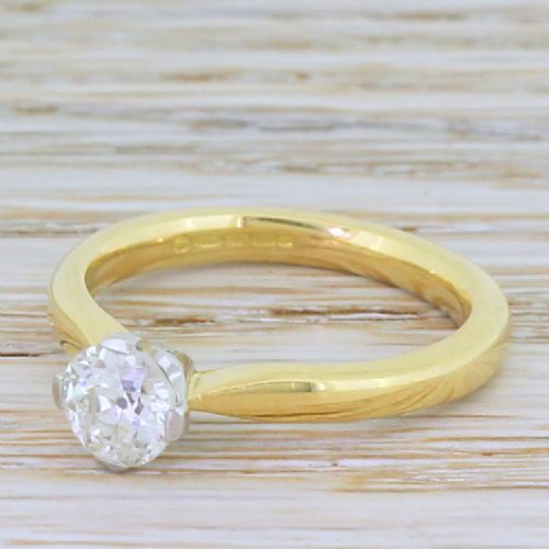 0.72 Carat Old Cut Diamond Engagement Ring, 18k Gold & Platinum
