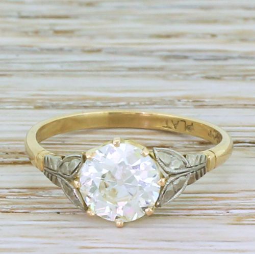 fig 1. Art Deco 1.57 Carat Old European Cut Diamond Engagement Ring, circa 1925