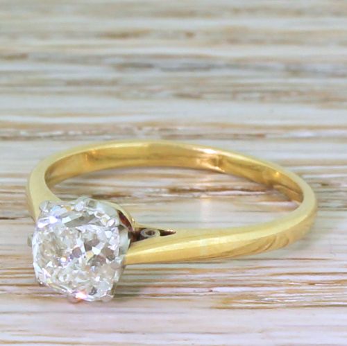 Art Deco 1.38 Carat Old Cut Diamond Engagement Ring, Circa 1940
