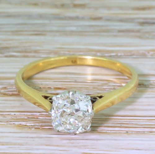 fig 1. Art Deco 1.38 Carat Old Cut Diamond Engagement Ring, circa 1940