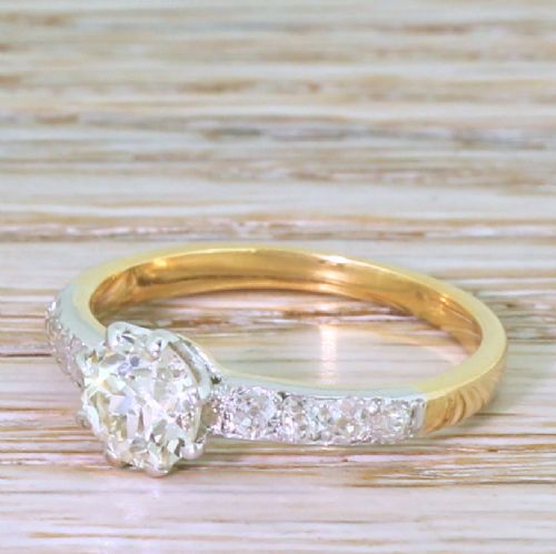 Edwardian 0.99 Carat Old Cut Diamond Engagement Ring, Circa 1905
