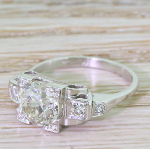 Kutchinsky 1.77 Carat Old Cut Diamond Engagement Ring, 1950
